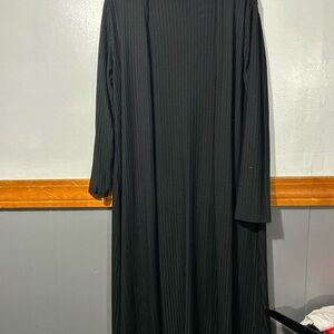 Long Black Ribbed cardigan open front cover up size large women’s